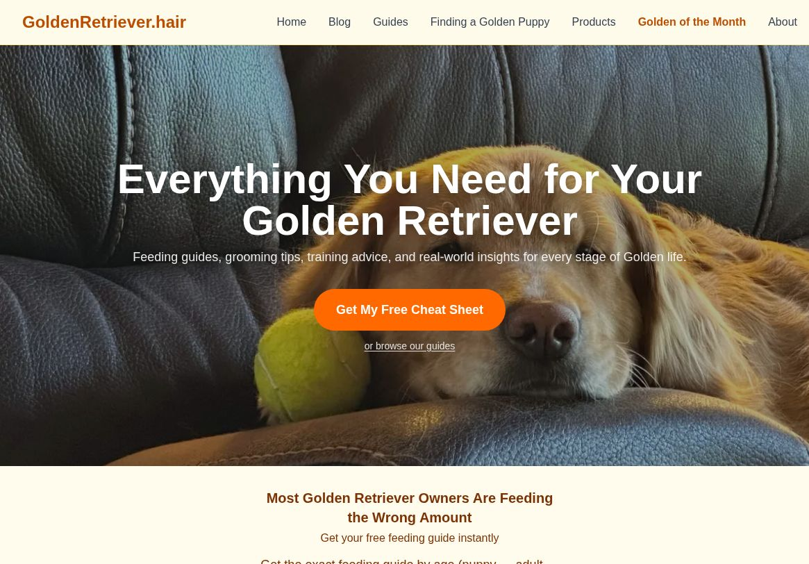 GoldenRetriever.hair homepage – Golden Retriever care and training guides