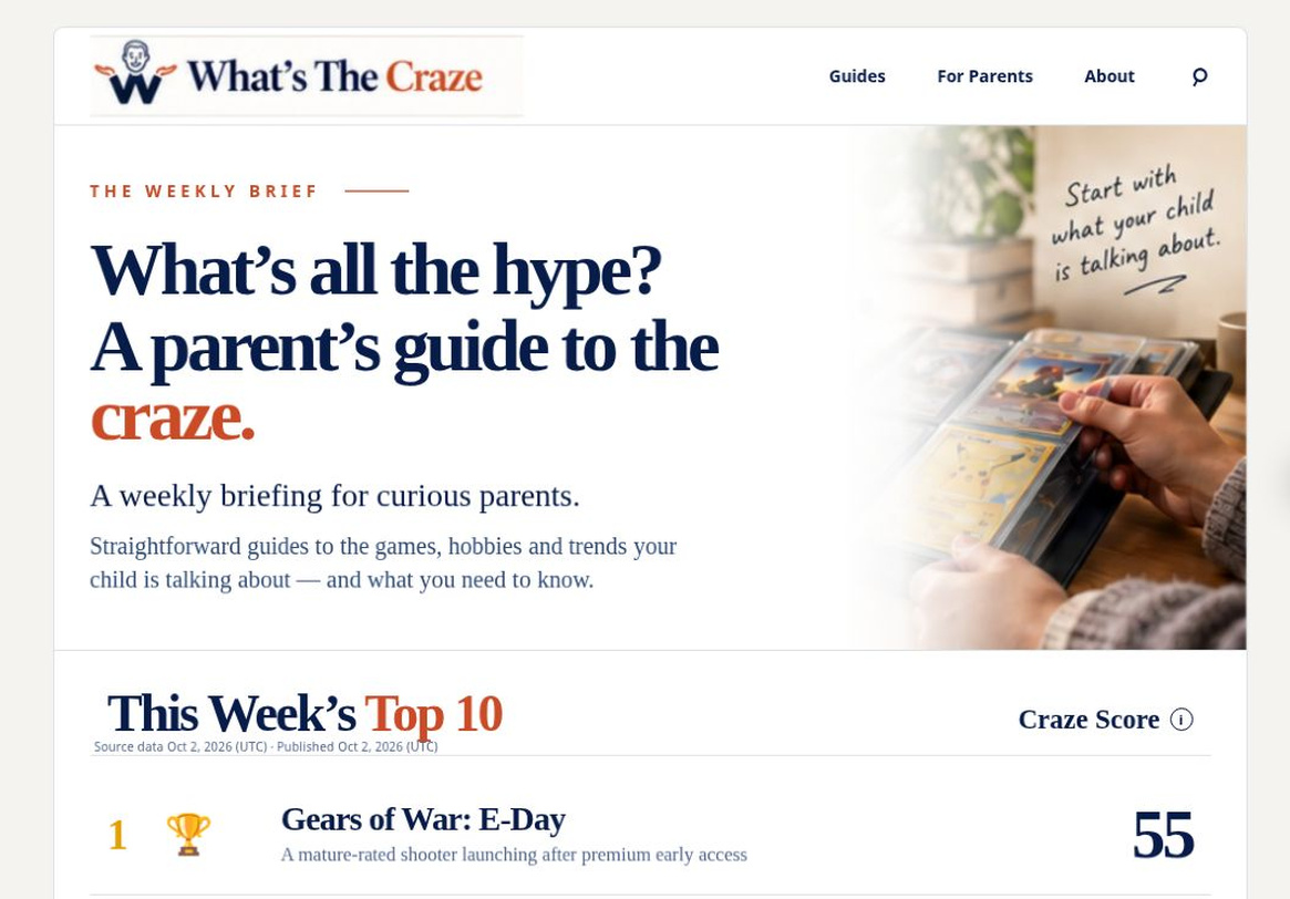 What’s The Craze homepage – a parent’s guide to current trends